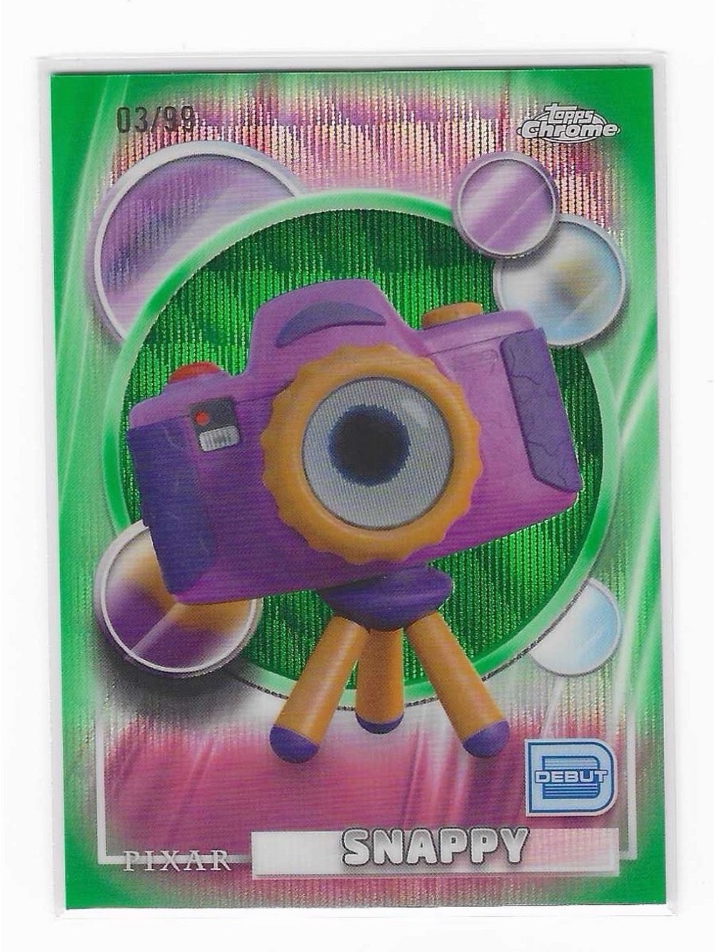 2026 Topps Disney Chrome- Snappy Debut Stamp Green & Pink Refractor #03/99